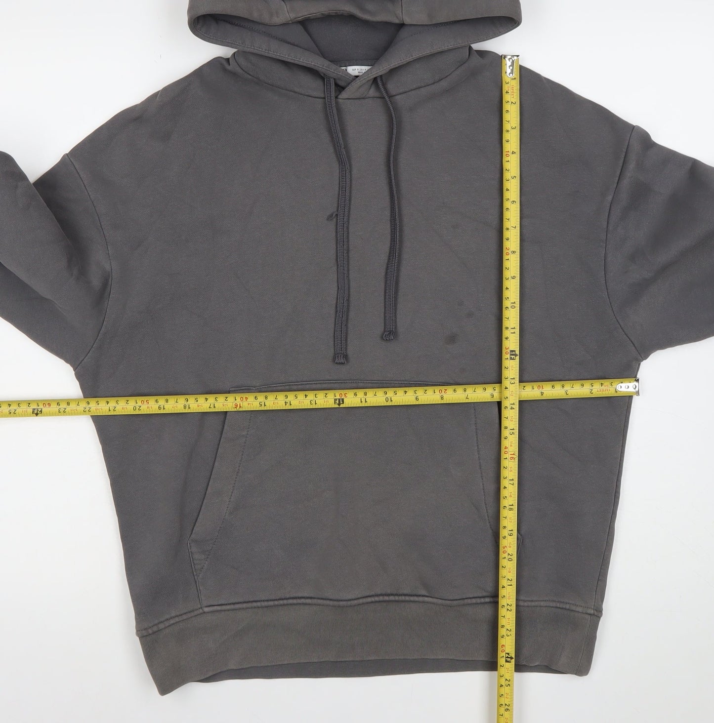 Zara Men Grey Pullover Hoodie Small Fleece Long Sleeve Casual