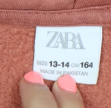 Zara Boys Brown 13-14 Years Pullover Hoodie with 1/2 Zip