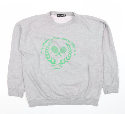 PrettyLittleThing Womens Grey Small Pullover Sweatshirt Tennis Logo