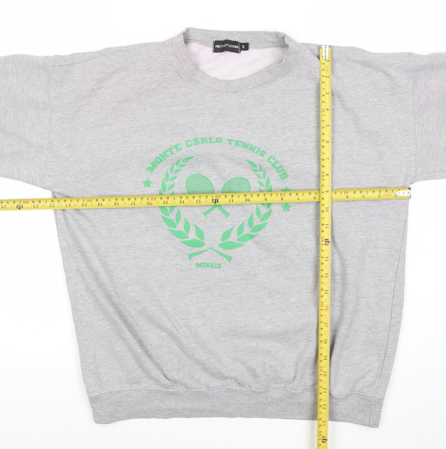 PrettyLittleThing Womens Grey Small Pullover Sweatshirt Tennis Logo
