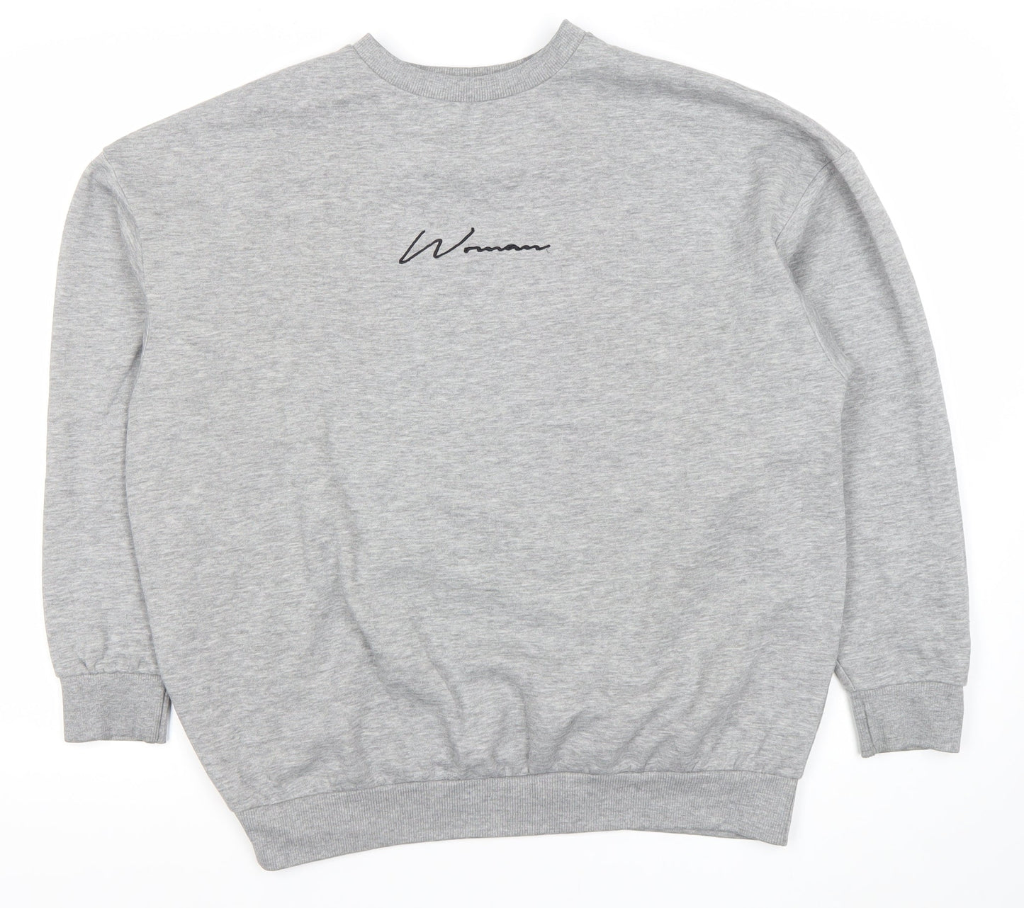 Boohoo Womens Grey Sweatshirt UK 8 Crew Neck Long Sleeve Logo