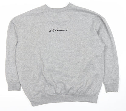 Boohoo Womens Grey Sweatshirt UK 8 Crew Neck Long Sleeve Logo