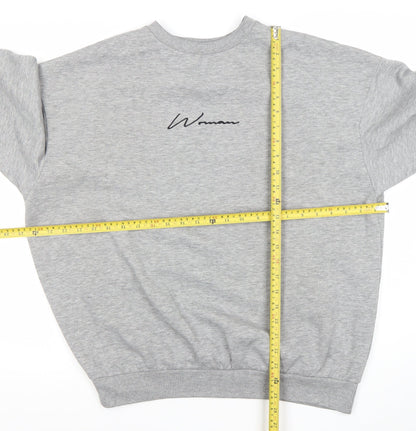 Boohoo Womens Grey Sweatshirt UK 8 Crew Neck Long Sleeve Logo