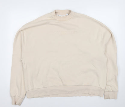 Collusion Men’s Beige Sweatshirt M Pullover Crew Neck Logo