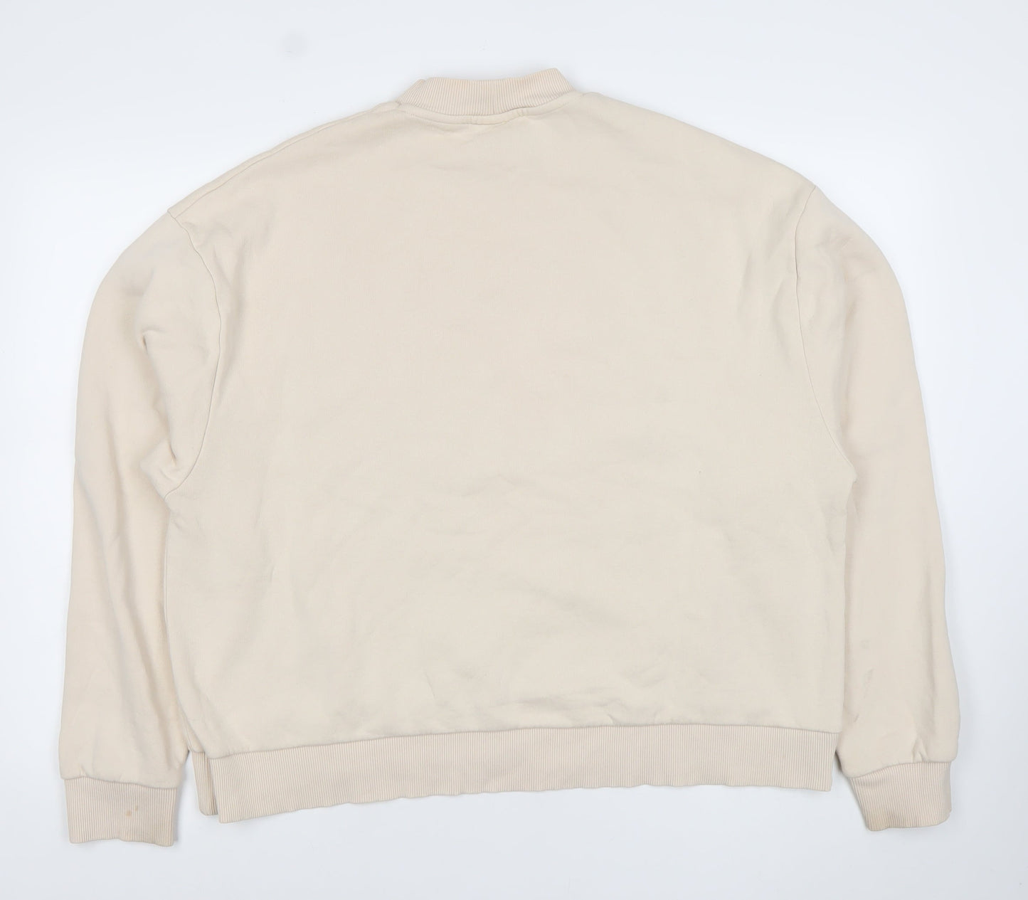 Collusion Men’s Beige Sweatshirt M Pullover Crew Neck Logo