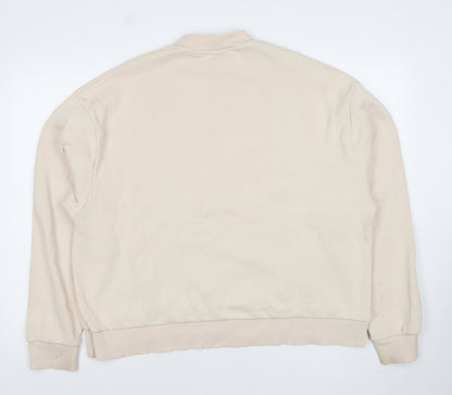 Collusion Men’s Beige Sweatshirt M Pullover Crew Neck Logo