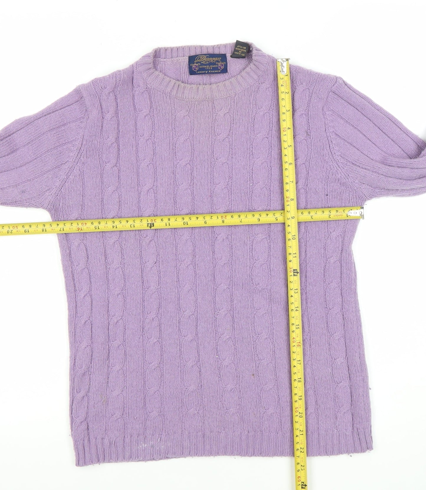 Daagma of Scotland Womens Purple Wool Cable Knit Jumper Size S