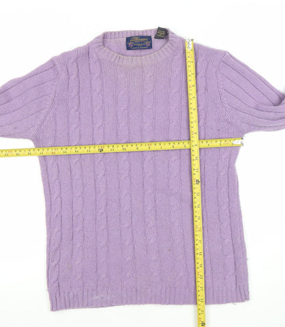 Daagma of Scotland Womens Purple Wool Cable Knit Jumper Size S