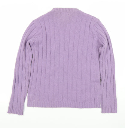 Daagma of Scotland Womens Purple Wool Cable Knit Jumper Size S