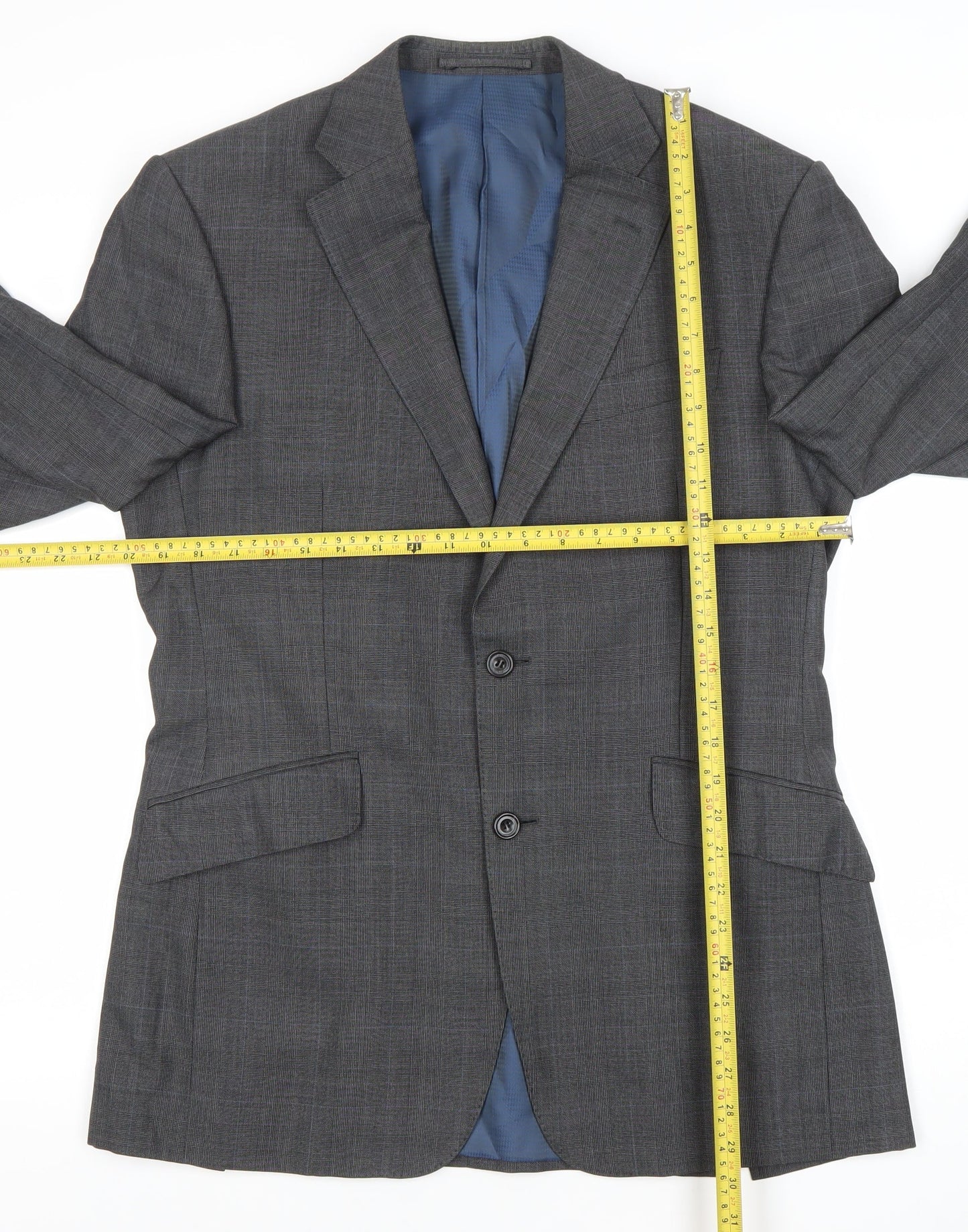 Marks and Spencer Men’s Grey Wool Suit Jacket 38” M Regular Check
