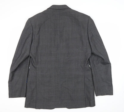 Marks and Spencer Men’s Grey Wool Suit Jacket 38” M Regular Check