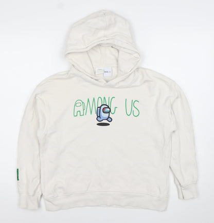 Zara Boys White Among Us Pullover Hoodie Size 10 Years