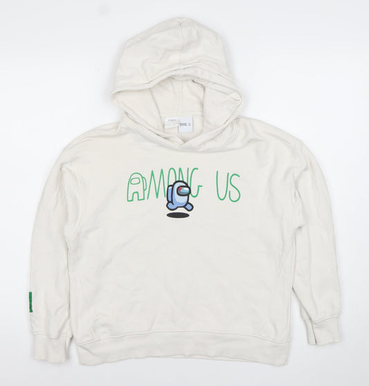 Zara Boys White Among Us Pullover Hoodie Size 10 Years