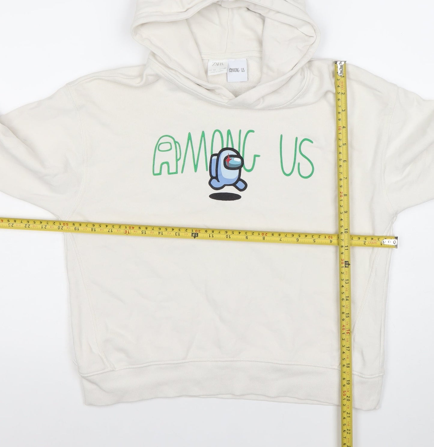 Zara Boys White Among Us Pullover Hoodie Size 10 Years