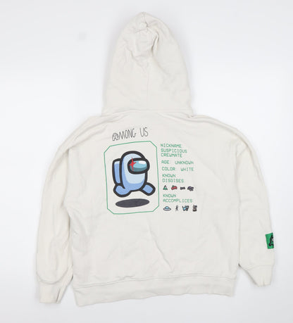 Zara Boys White Among Us Pullover Hoodie Size 10 Years