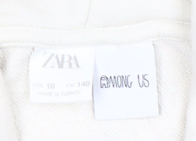 Zara Boys White Among Us Pullover Hoodie Size 10 Years