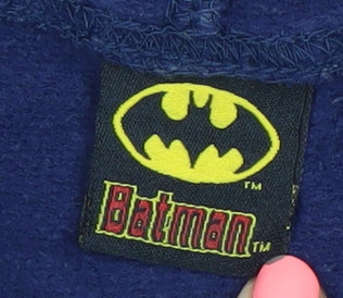Batman Men’s Blue Pullover Hoodie Medium Graphic Print Superhero