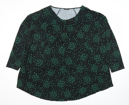 Roman Women’s Black Green Print Tunic Blouse Size 20