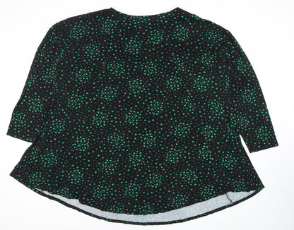 Roman Women’s Black Green Print Tunic Blouse Size 20