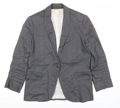 Jigsaw Women’s Grey Linen Blend Blazer UK 10 Regular Fit
