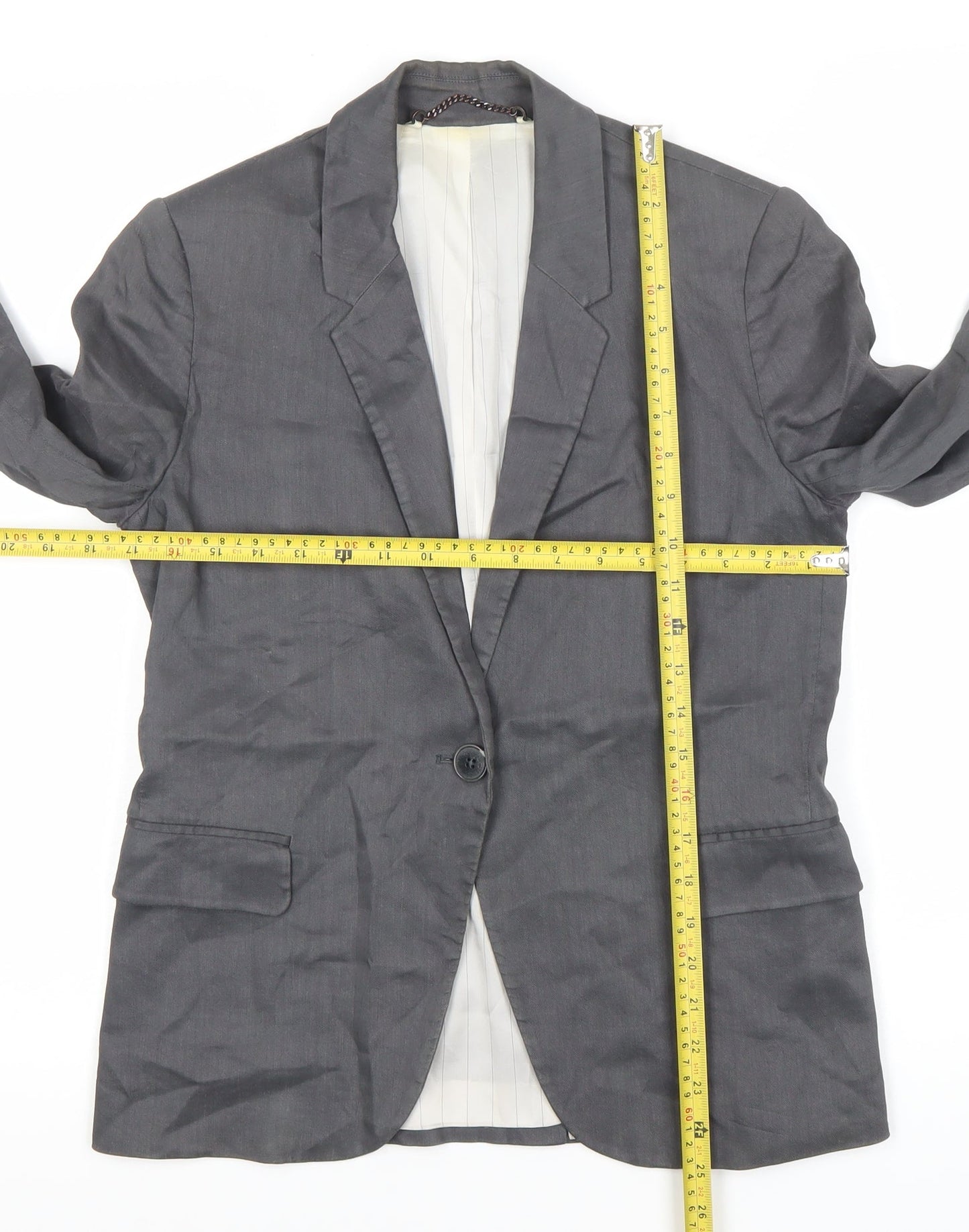 Jigsaw Women’s Grey Linen Blend Blazer UK 10 Regular Fit