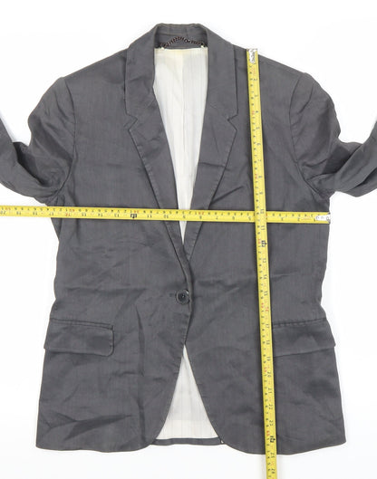Jigsaw Women’s Grey Linen Blend Blazer UK 10 Regular Fit