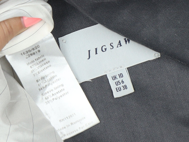 Jigsaw Women’s Grey Linen Blend Blazer UK 10 Regular Fit