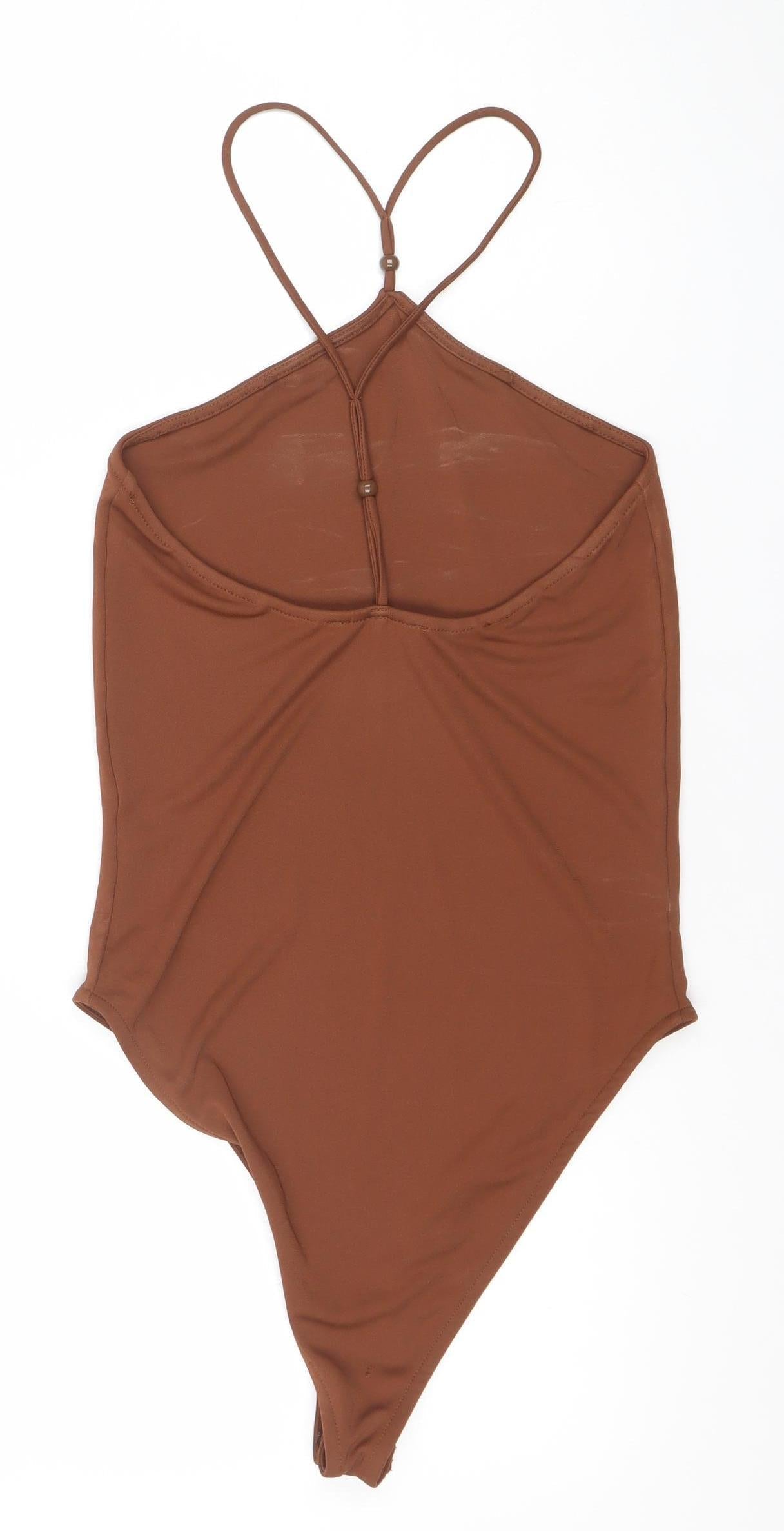 Zara Women Brown Bodysuit Size 10 Sleeveless Scoop Neck