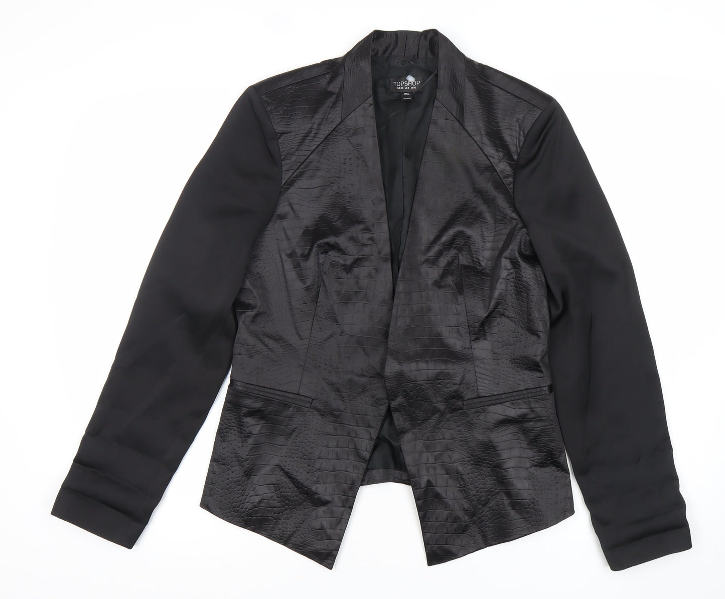 Topshop Women Black UK 12 Shawl Lapel Suit Jacket