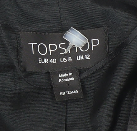 Topshop Women Black UK 12 Shawl Lapel Suit Jacket
