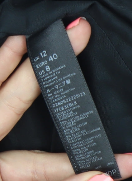 Topshop Women Black UK 12 Shawl Lapel Suit Jacket