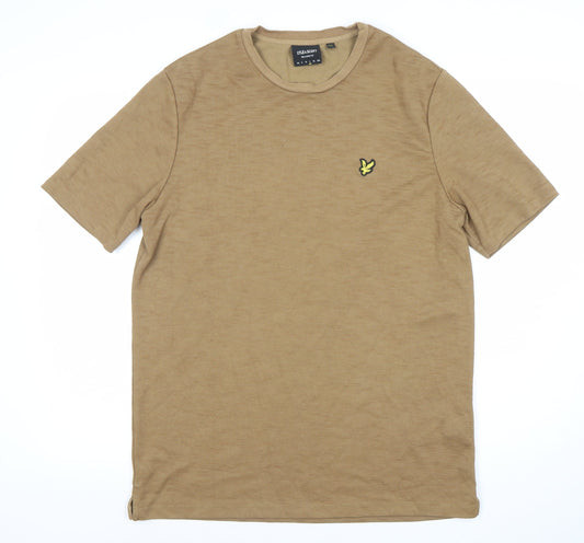 Lyle & Scott Men's Beige Relaxed Fit Cotton Blend Logo T-Shirt Size L