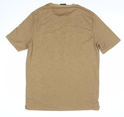 Lyle & Scott Men's Beige Relaxed Fit Cotton Blend Logo T-Shirt Size L