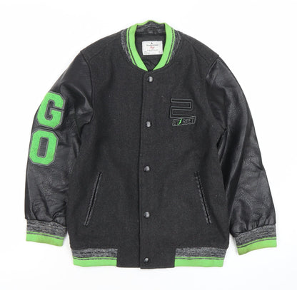 Breakout Kids Boys Black Varsity Jacket 8-9 Years Wool Blend Winter