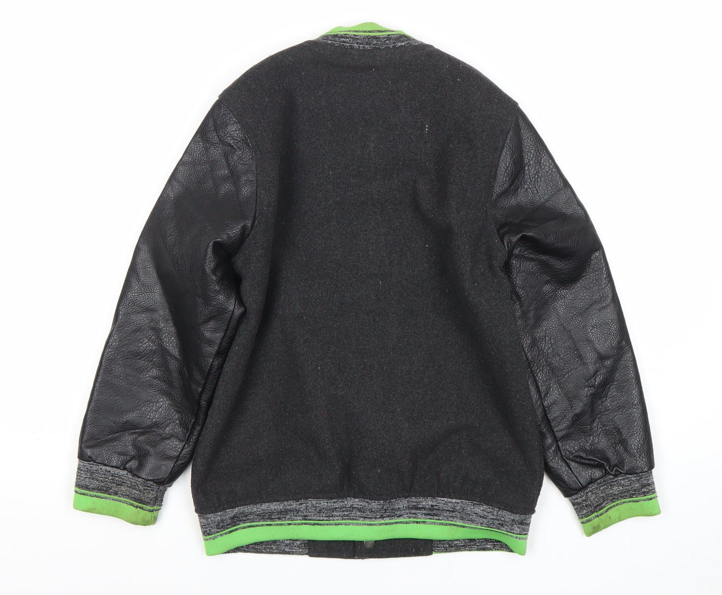 Breakout Kids Boys Black Varsity Jacket 8-9 Years Wool Blend Winter