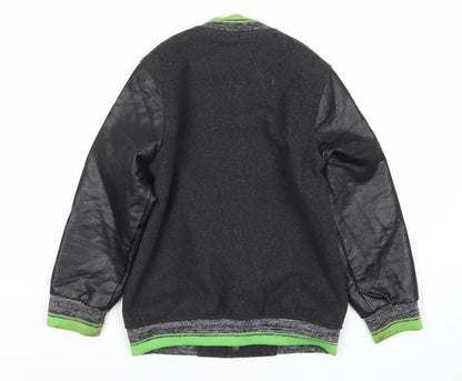 Breakout Kids Boys Black Varsity Jacket 8-9 Years Wool Blend Winter