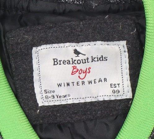 Breakout Kids Boys Black Varsity Jacket 8-9 Years Wool Blend Winter