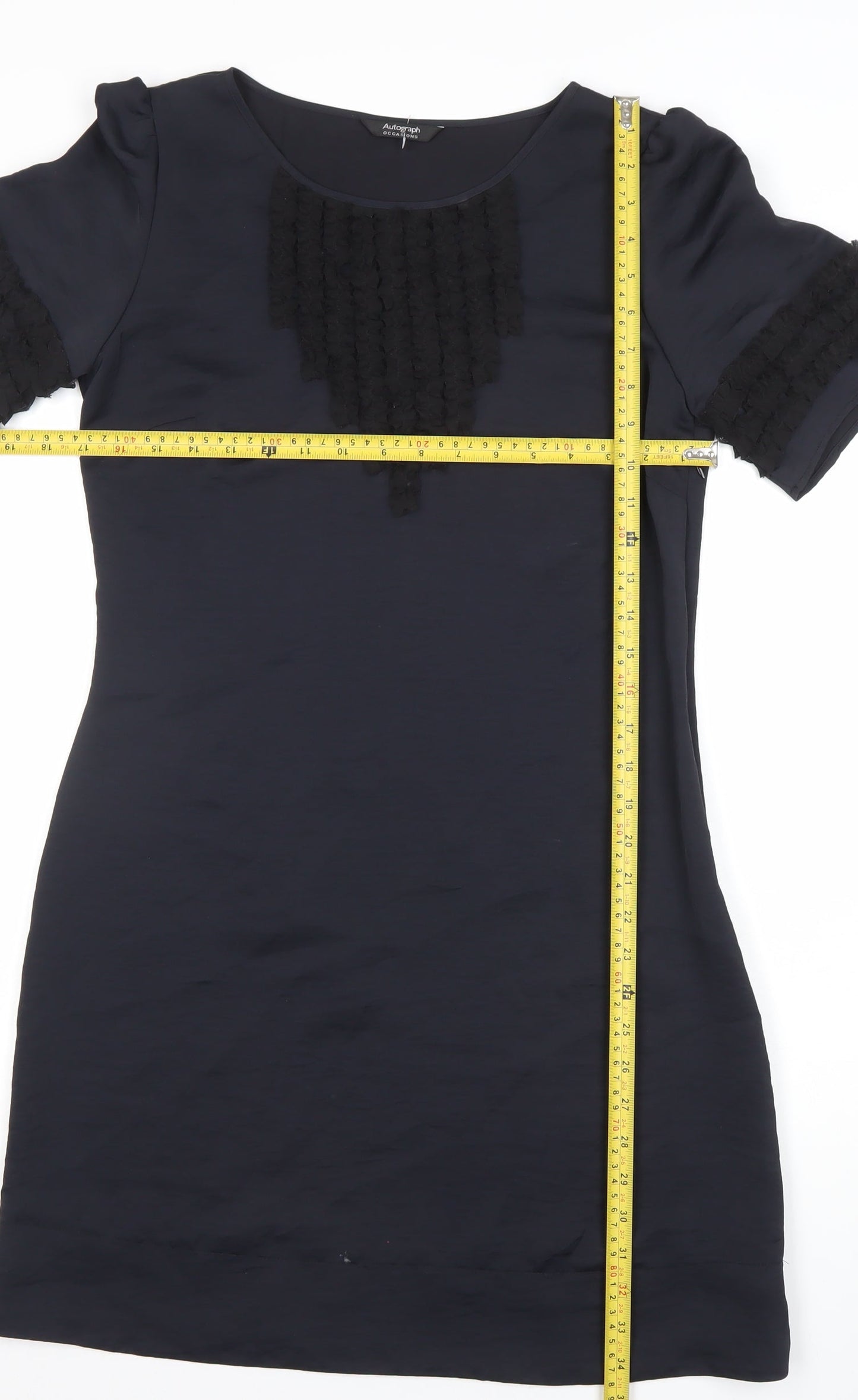 Marks and Spencer Womens Black Size 10 Shift Dress Short Sleeve
