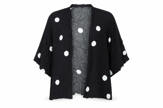 Next Womens Black Polka Dot Kimono Blouse Size M Viscose