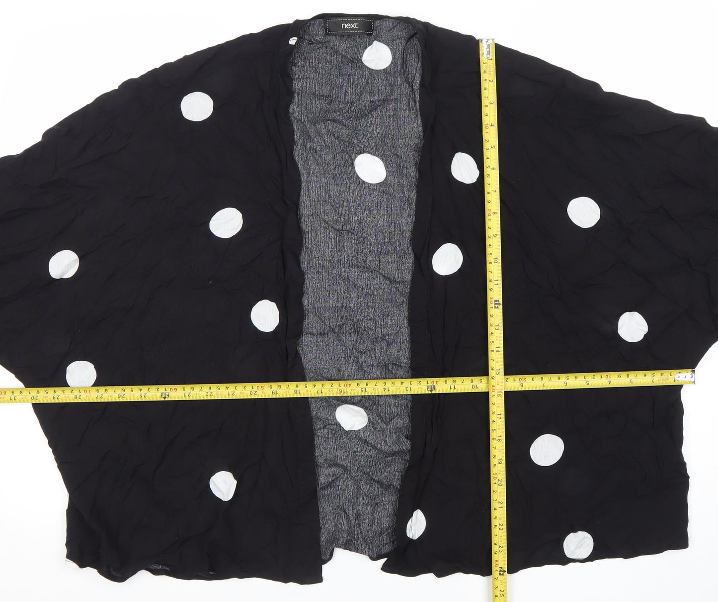 Next Womens Black Polka Dot Kimono Blouse Size M Viscose