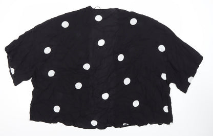 Next Womens Black Polka Dot Kimono Blouse Size M Viscose