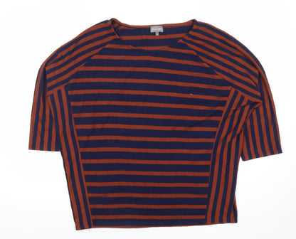 Phase Eight Womens Blue Brown Striped Jersey T-Shirt Size 14