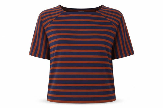 Phase Eight Womens Blue Brown Striped Jersey T-Shirt Size 14