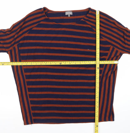 Phase Eight Womens Blue Brown Striped Jersey T-Shirt Size 14