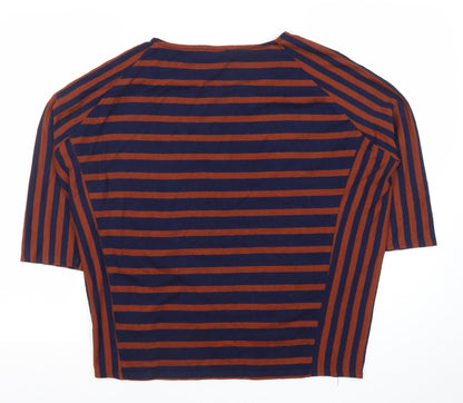Phase Eight Womens Blue Brown Striped Jersey T-Shirt Size 14