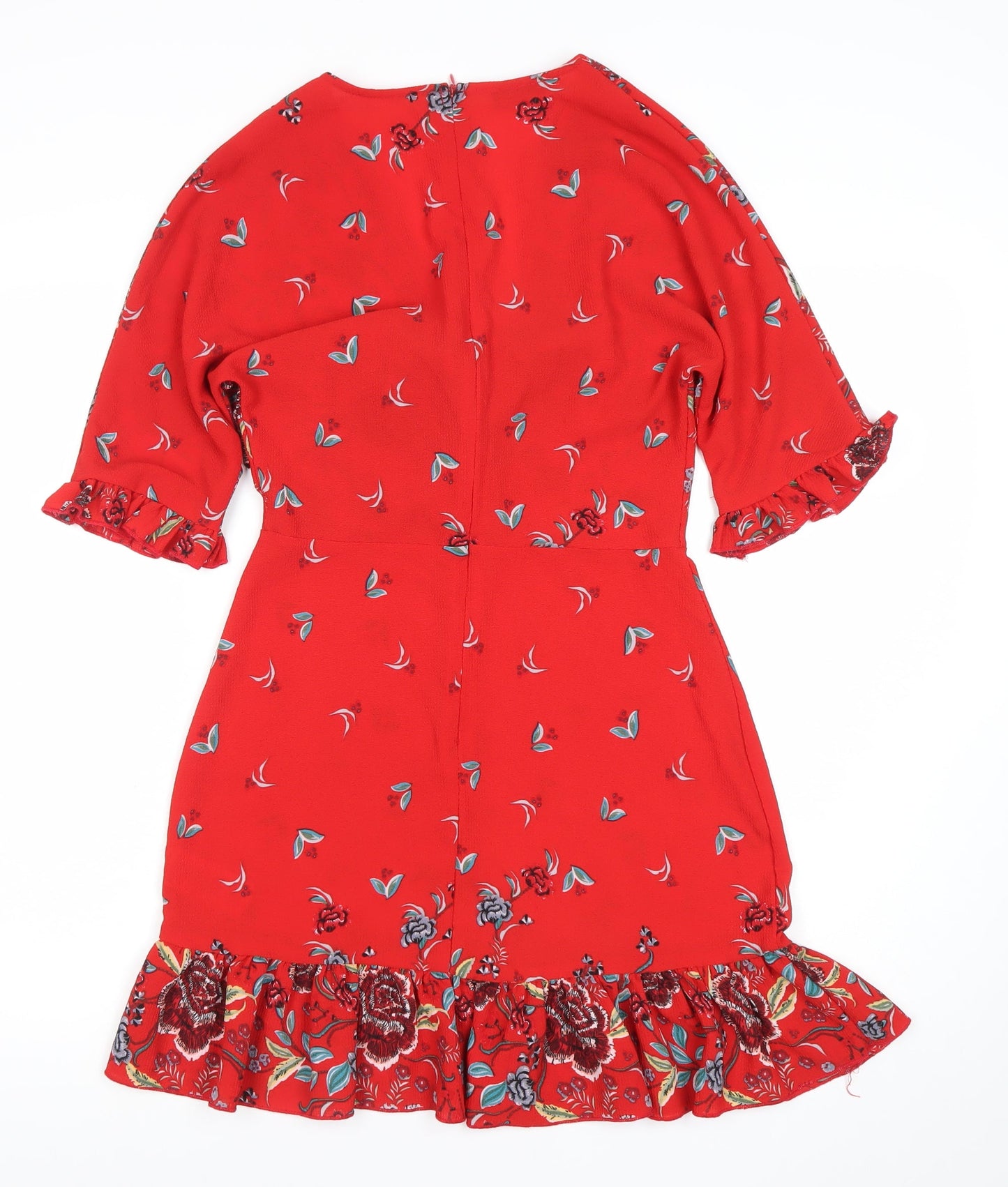 Quiz Women’s Red Floral Fit & Flare Short Dress Size 8