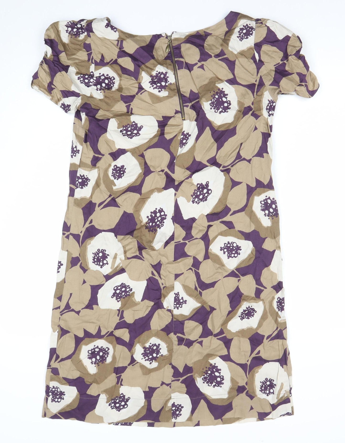 Marks and Spencer Womens Purple Beige Floral One Shoulder Dress UK 12