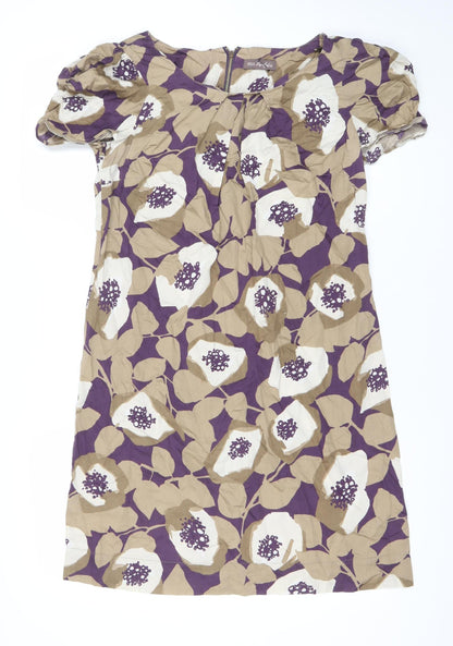 Marks and Spencer Womens Purple Beige Floral One Shoulder Dress UK 12