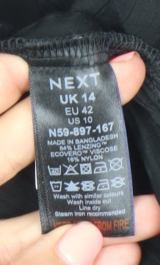 Next Women’s Black Size 14 Shift Dress Short Sleeve Round Neck
