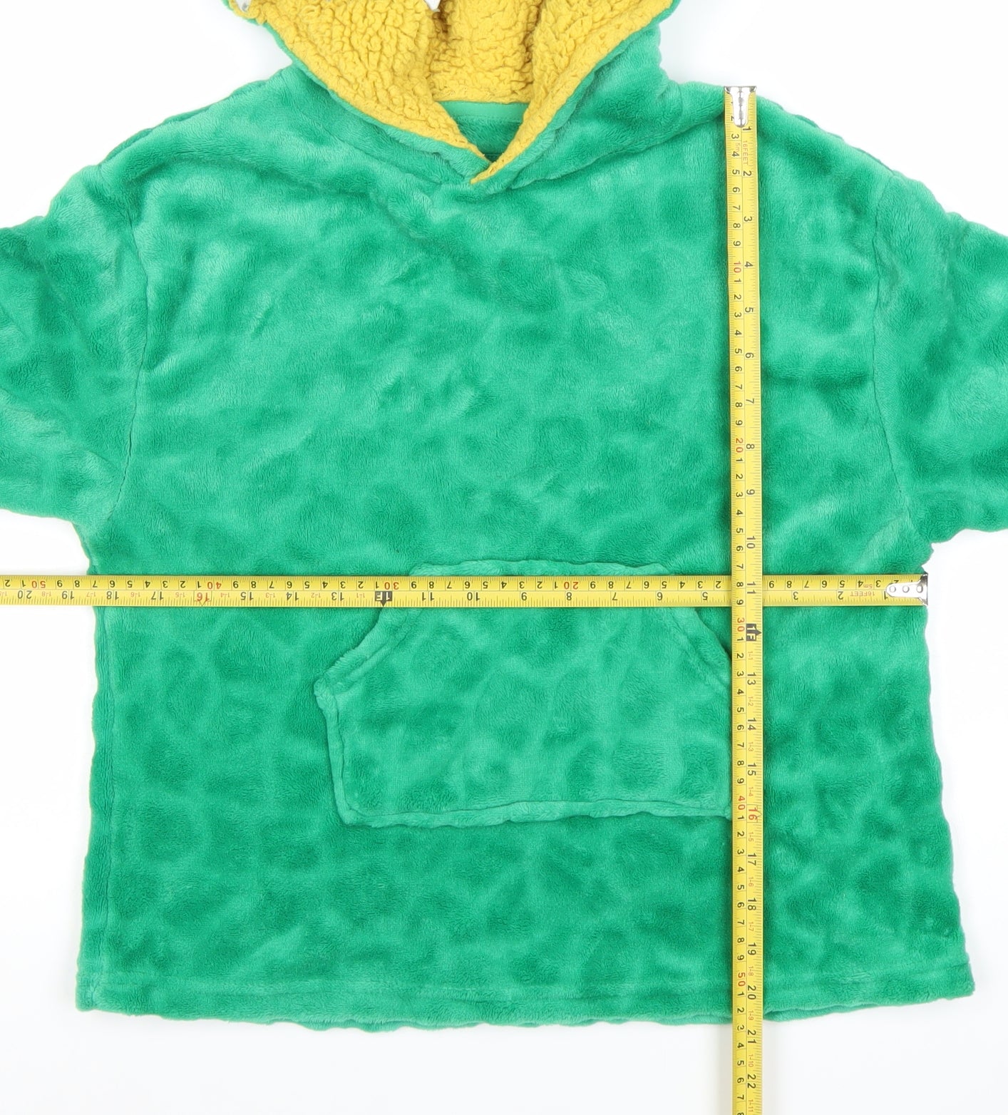 Primark Boys Green Dinosaur Fleece Hoodie XS Pullover Winter Hooded Fun